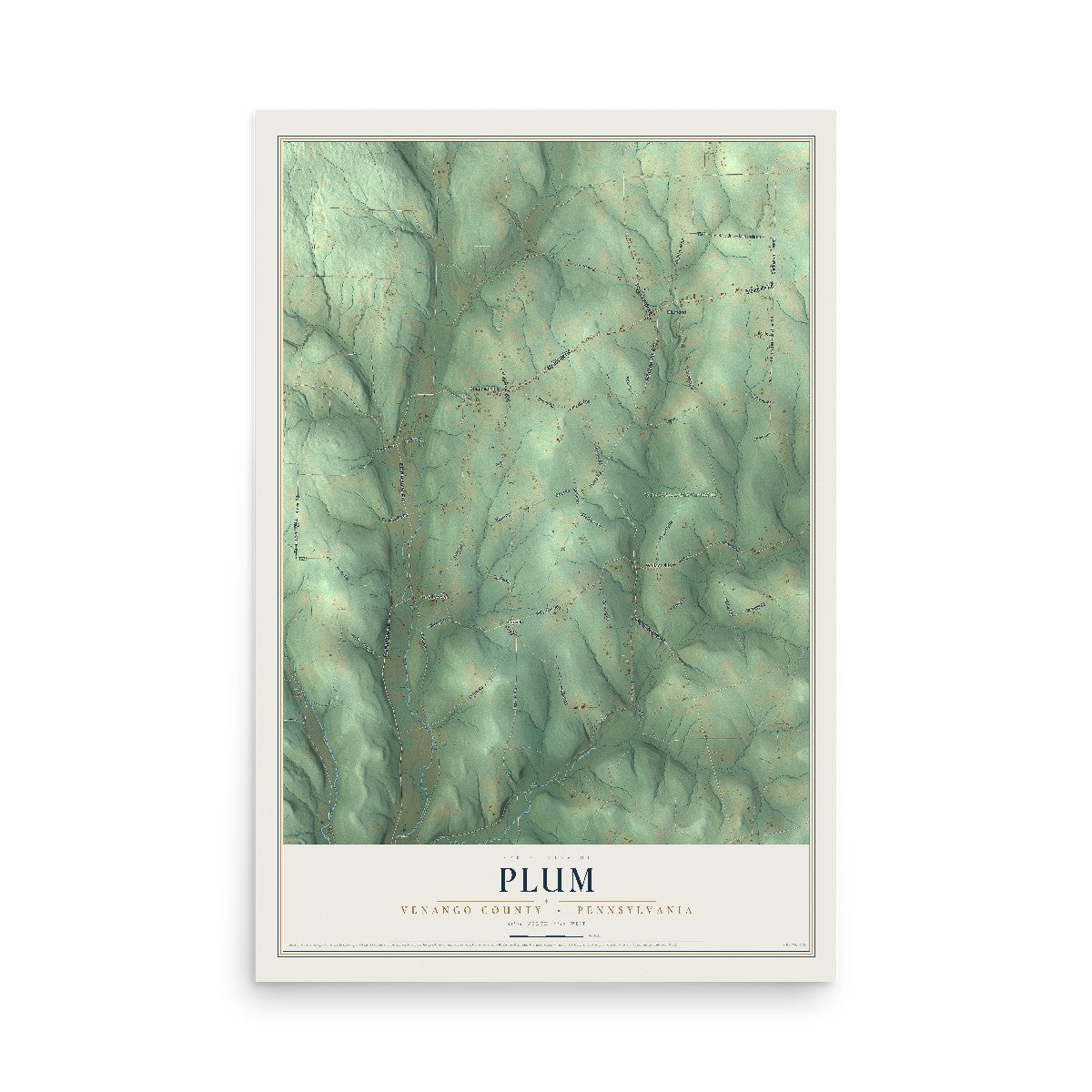 Map of Plum, Venango County, Pennsylvania, 12 x 18 inch unframed archival matte print