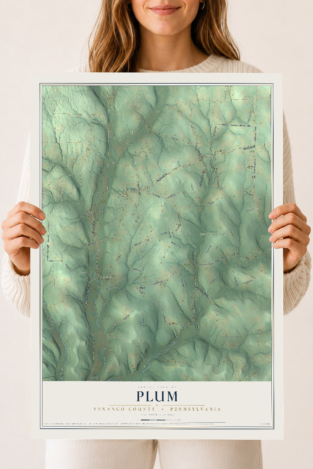 Map of Plum, Venango County, Pennsylvania, 18 x 24 inch unframed archival matte print