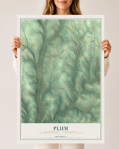 Map of Plum, Venango County, Pennsylvania, 24 x 36 inch unframed archival matte print