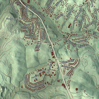 Second close-up of the map of Plum, Allegheny County, Pennsylvania print showing more streets and buildings