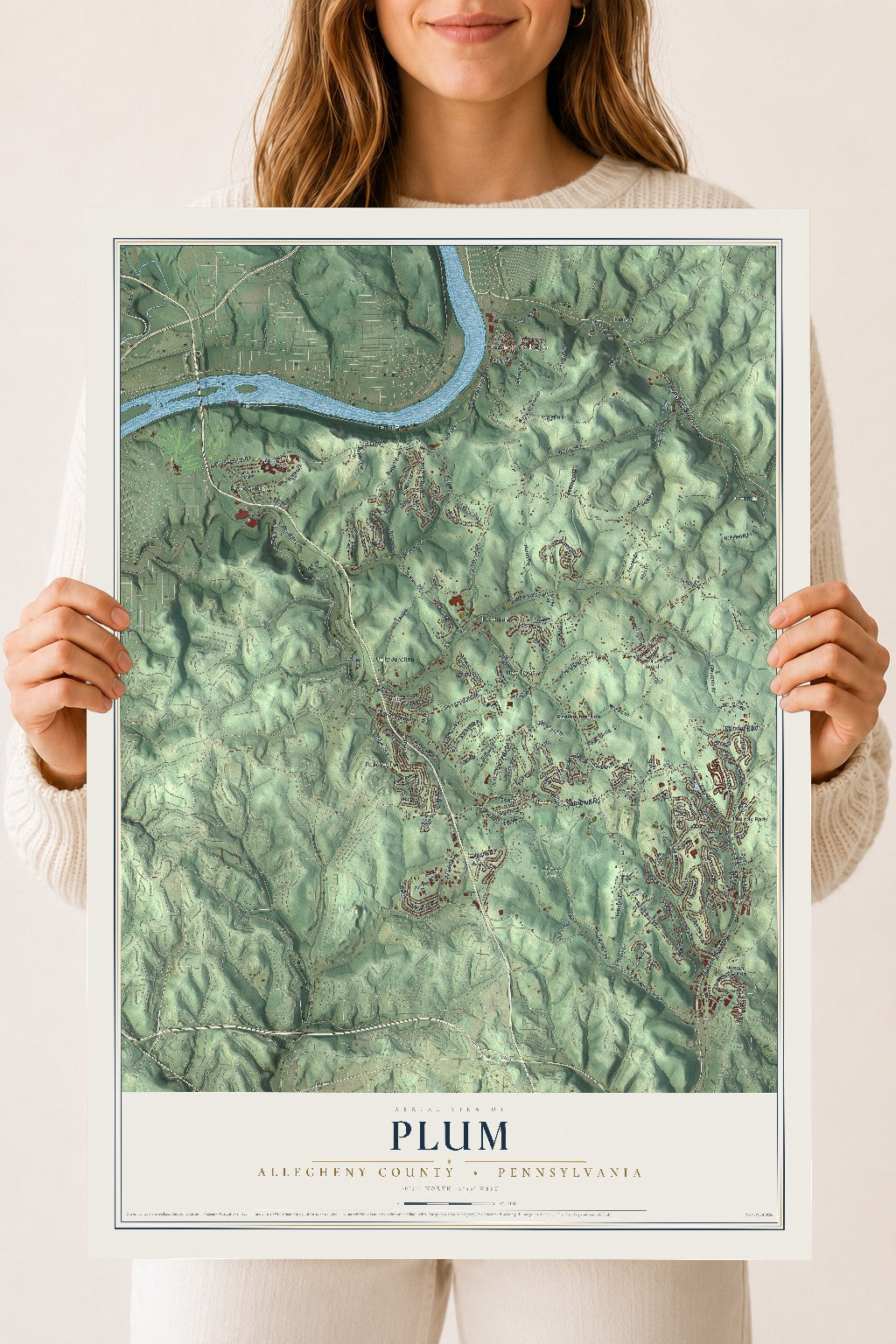 Map of Plum, Allegheny County, Pennsylvania, 18 x 24 inch unframed archival matte print