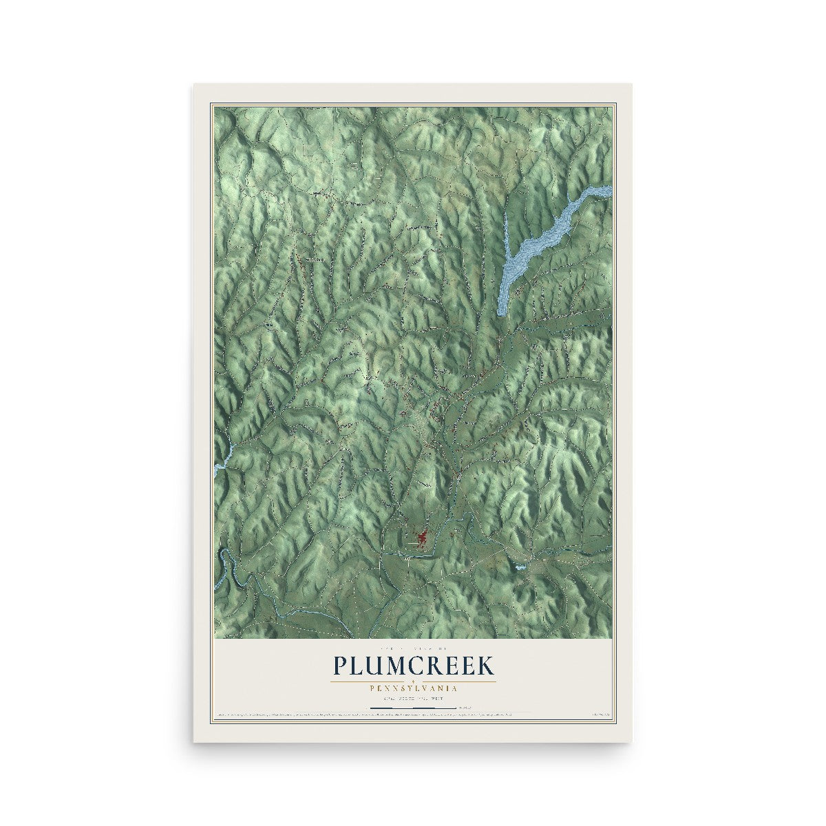 Map of Plumcreek, Pennsylvania, 12 x 18 inch unframed archival matte print