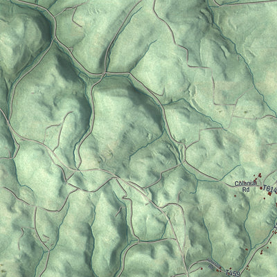 Second close-up of the map of Plumcreek, Pennsylvania print showing more streets and buildings