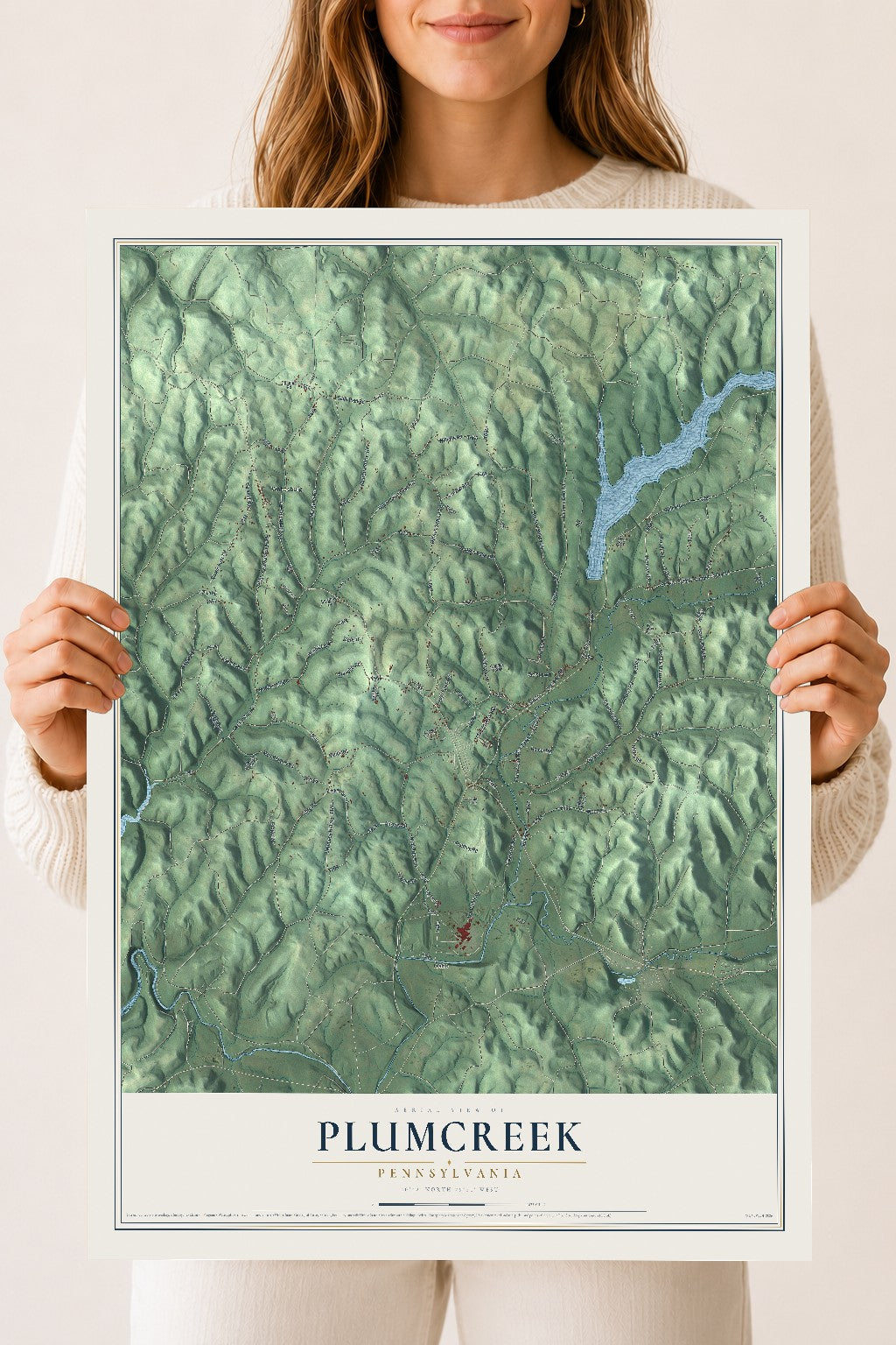 Map of Plumcreek, Pennsylvania, 18 x 24 inch unframed archival matte print