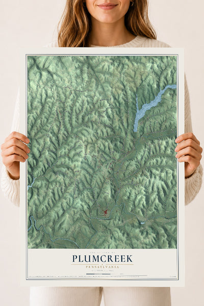 Map of Plumcreek, Pennsylvania, 18 x 24 inch unframed archival matte print