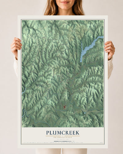 Map of Plumcreek, Pennsylvania, 24 x 36 inch unframed archival matte print