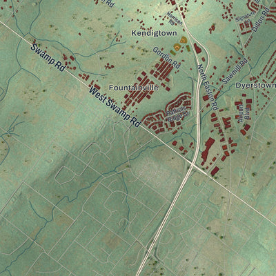 Second close-up of the map of Plumstead, Pennsylvania print showing more streets and buildings