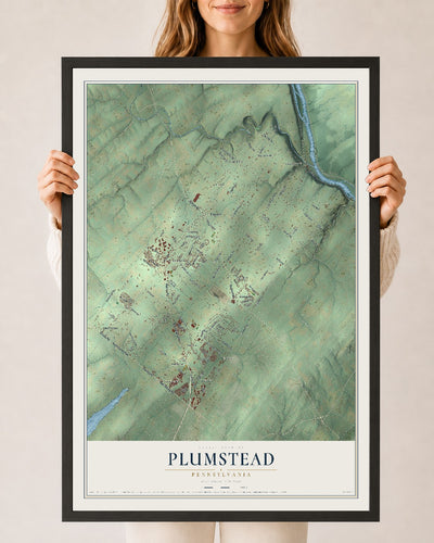 Map of Plumstead, Pennsylvania, 24 x 36 inch print in a black wood frame