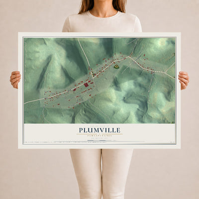 Map of Plumville, Pennsylvania, 24 x 36 inch unframed archival matte print