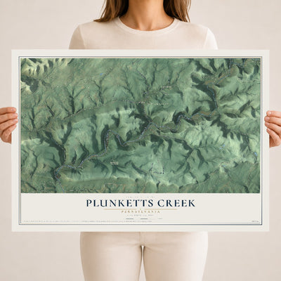 Map of Plunketts Creek, Pennsylvania, 18 x 24 inch unframed archival matte print