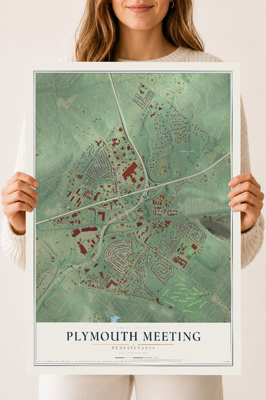 Map of Plymouth Meeting, Pennsylvania, 18 x 24 inch unframed archival matte print