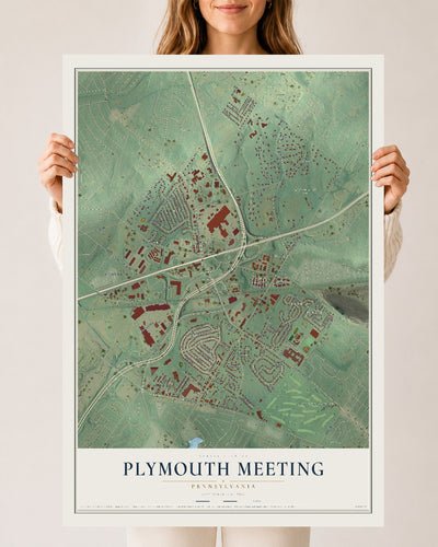 Map of Plymouth Meeting, Pennsylvania, 24 x 36 inch unframed archival matte print