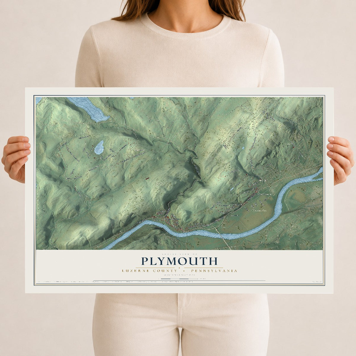 Map of Plymouth, Luzerne County, Pennsylvania, 12 x 18 inch unframed archival matte print