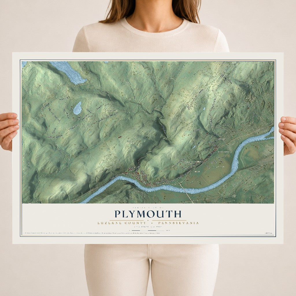 Map of Plymouth, Luzerne County, Pennsylvania, 18 x 24 inch unframed archival matte print