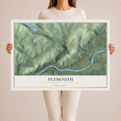 Map of Plymouth, Luzerne County, Pennsylvania, 24 x 36 inch unframed archival matte print