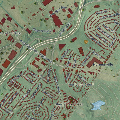 Second close-up of the map of Plymouth, Montgomery County, Pennsylvania print showing more streets and buildings
