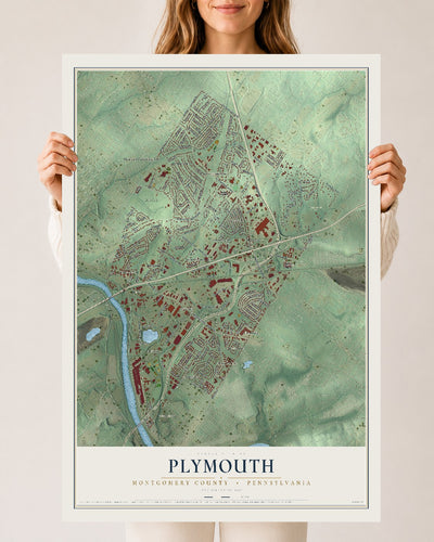 Map of Plymouth, Montgomery County, Pennsylvania, 24 x 36 inch unframed archival matte print