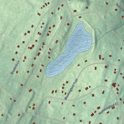 Close-up of the map of Pocono Mountain Lake Estates, Pennsylvania print showing street and building detail