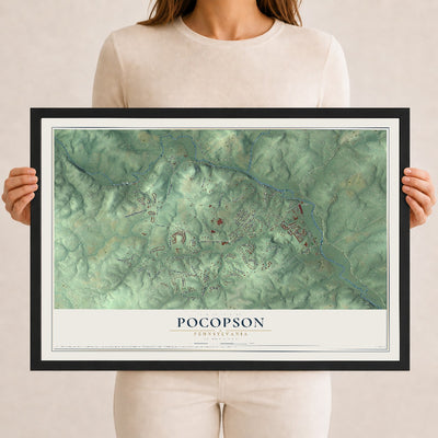 Map of Pocopson, Pennsylvania, 12 x 18 inch print in a black wood frame