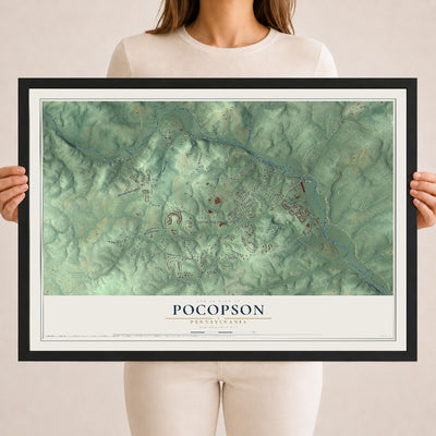 Map of Pocopson, Pennsylvania, 18 x 24 inch print in a black wood frame