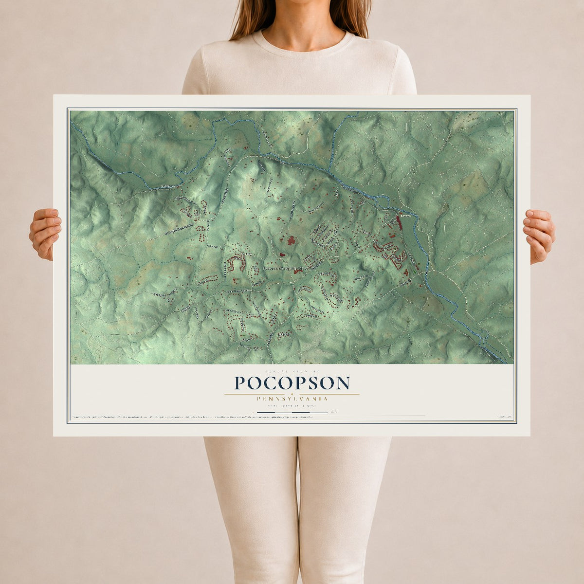 Map of Pocopson, Pennsylvania, 24 x 36 inch unframed archival matte print
