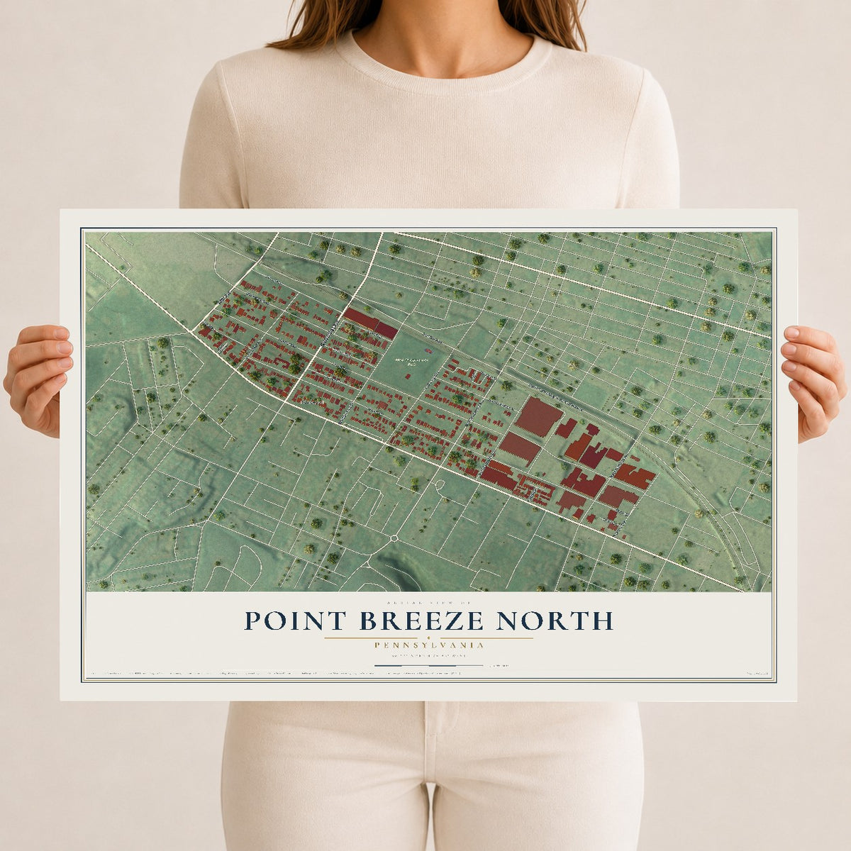 Map of Point Breeze North, Pennsylvania, 12 x 18 inch unframed archival matte print