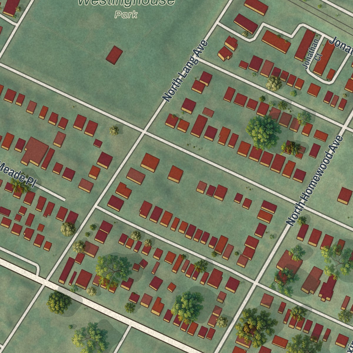 Second close-up of the map of Point Breeze North, Pennsylvania print showing more streets and buildings