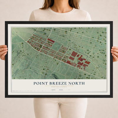Map of Point Breeze North, Pennsylvania, 18 x 24 inch print in a black wood frame
