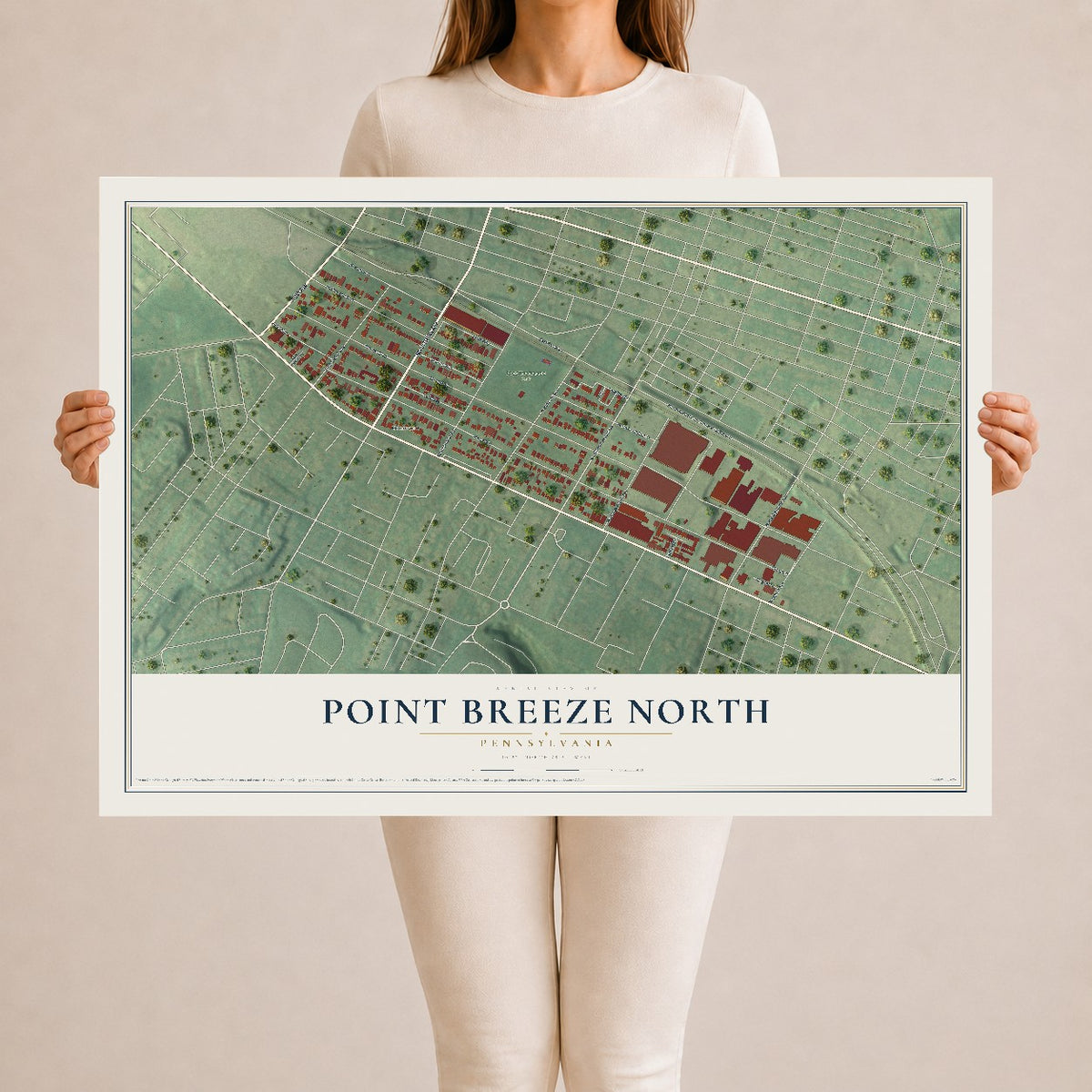 Map of Point Breeze North, Pennsylvania, 24 x 36 inch unframed archival matte print