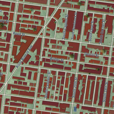 Close-up of the map of Point Breeze, Philadelphia, Pennsylvania print showing street and building detail