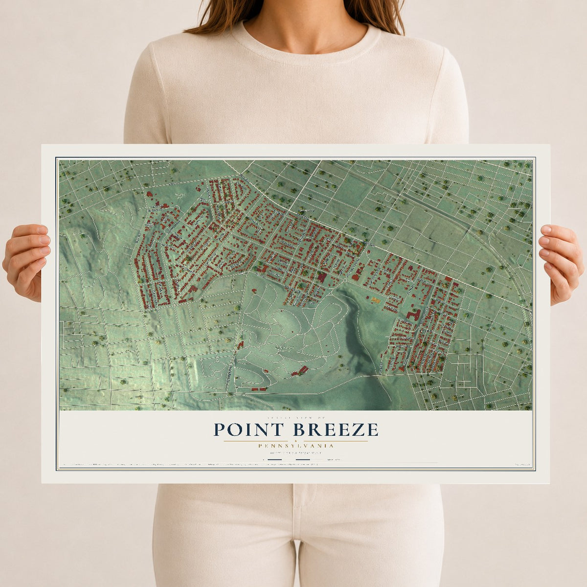 Map of Point Breeze, Pennsylvania, 12 x 18 inch unframed archival matte print