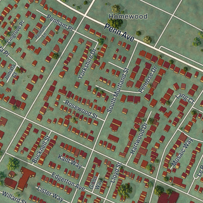 Second close-up of the map of Point Breeze, Pennsylvania print showing more streets and buildings