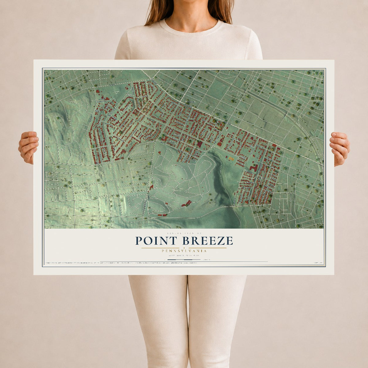 Map of Point Breeze, Pennsylvania, 24 x 36 inch unframed archival matte print