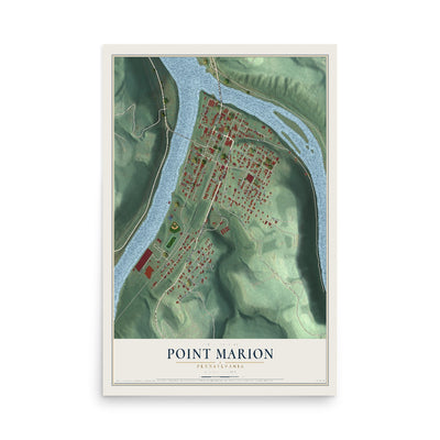Map of Point Marion, Pennsylvania, 12 x 18 inch unframed archival matte print