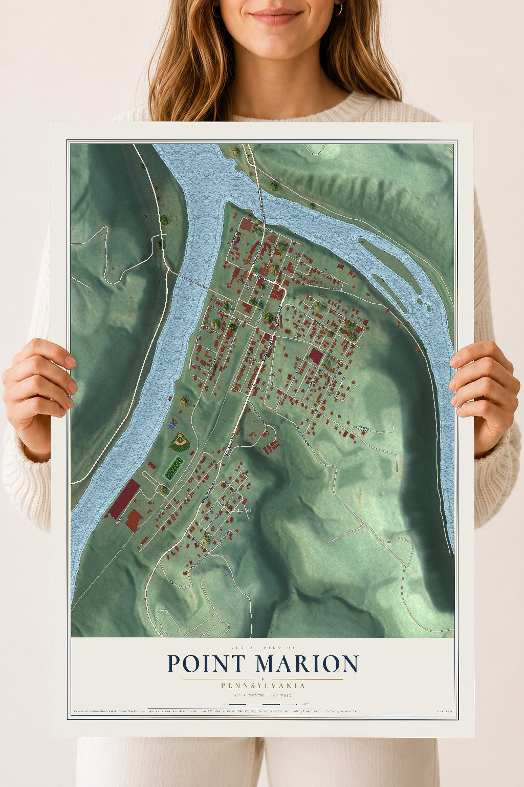 Map of Point Marion, Pennsylvania, 18 x 24 inch unframed archival matte print