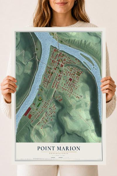 Map of Point Marion, Pennsylvania, 18 x 24 inch unframed archival matte print