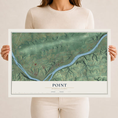Map of Point, Pennsylvania, 12 x 18 inch unframed archival matte print