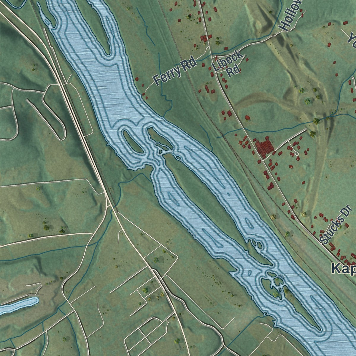 Second close-up of the map of Point, Pennsylvania print showing more streets and buildings