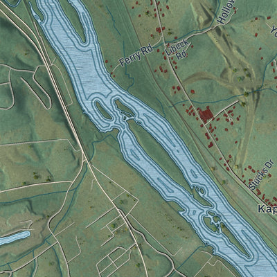 Second close-up of the map of Point, Pennsylvania print showing more streets and buildings