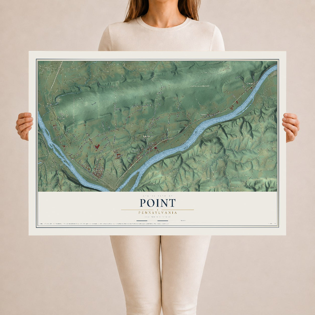 Map of Point, Pennsylvania, 24 x 36 inch unframed archival matte print