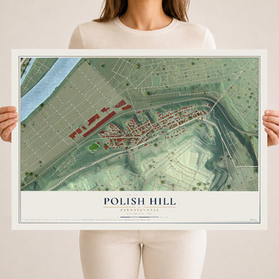 Map of Polish Hill, Pennsylvania, 18 x 24 inch unframed archival matte print