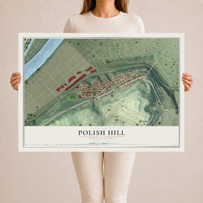 Map of Polish Hill, Pennsylvania, 24 x 36 inch unframed archival matte print
