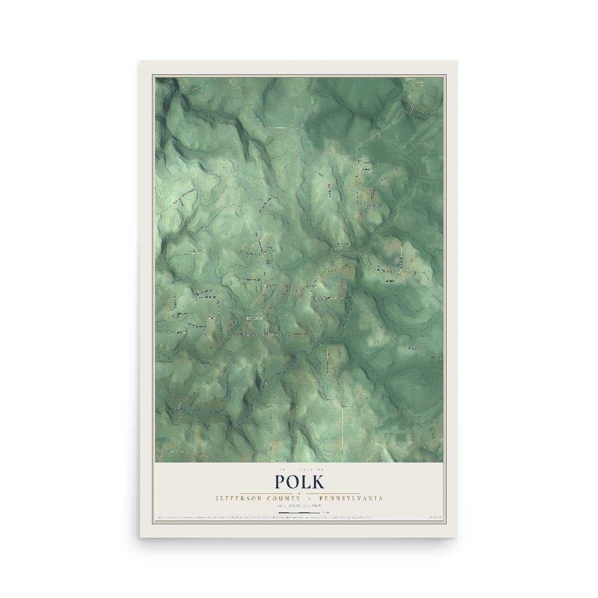 Map of Polk, Jefferson County, Pennsylvania, 12 x 18 inch unframed archival matte print