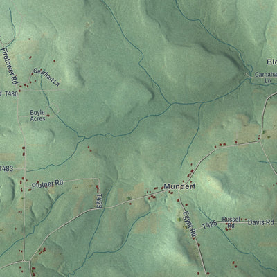Second close-up of the map of Polk, Jefferson County, Pennsylvania print showing more streets and buildings