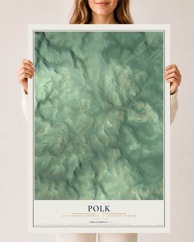 Map of Polk, Jefferson County, Pennsylvania, 24 x 36 inch unframed archival matte print