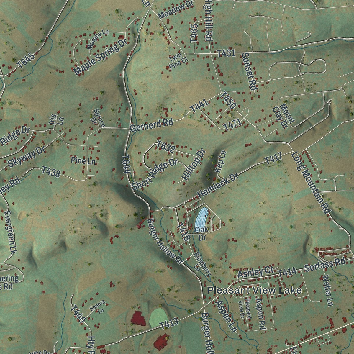Second close-up of the map of Polk, Monroe County, Pennsylvania print showing more streets and buildings