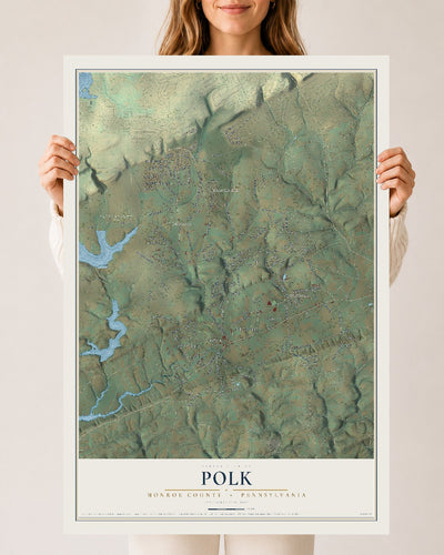 Map of Polk, Monroe County, Pennsylvania, 24 x 36 inch unframed archival matte print