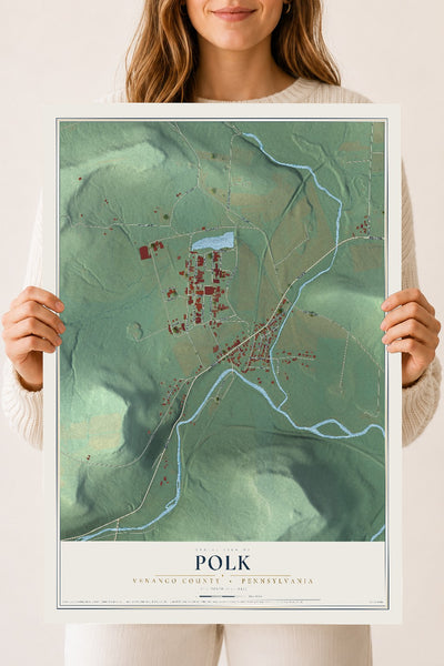 Map of Polk, Venango County, Pennsylvania, 18 x 24 inch unframed archival matte print