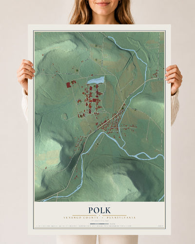 Map of Polk, Venango County, Pennsylvania, 24 x 36 inch unframed archival matte print