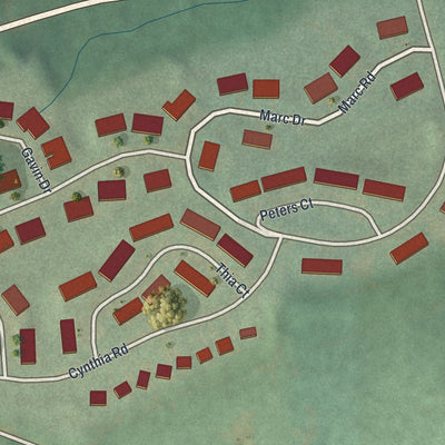 Close-up of the map of Pomeroy, Pennsylvania print showing street and building detail